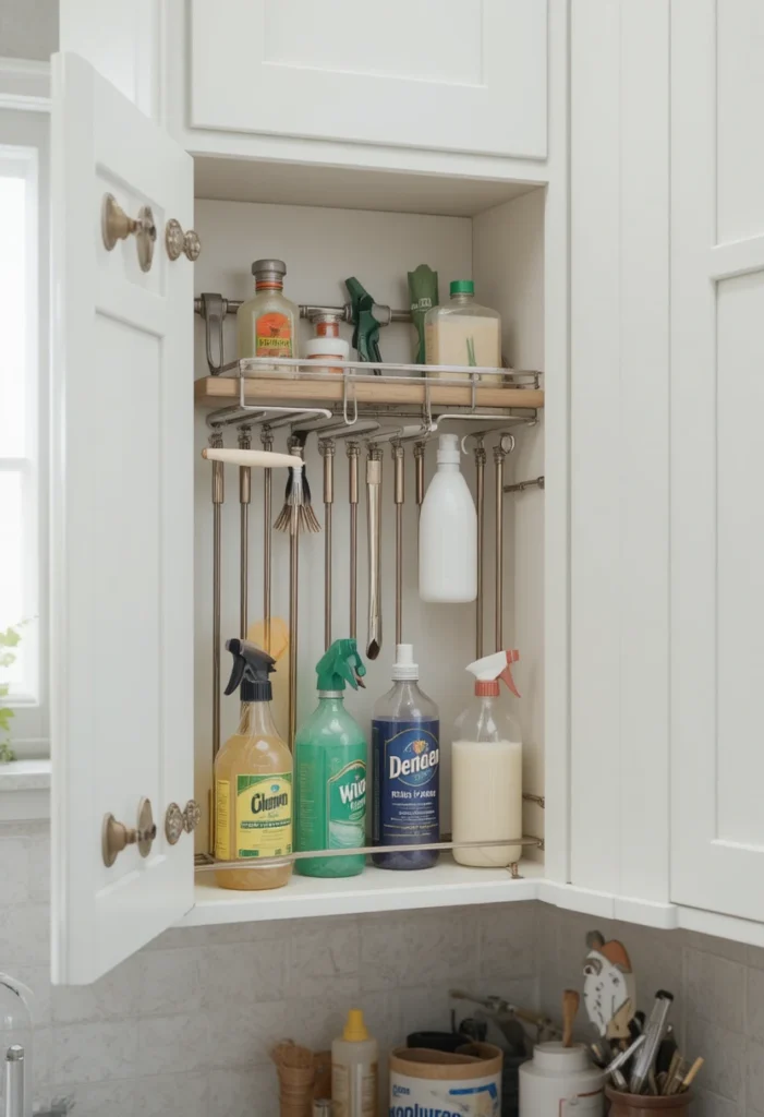 Use Tension Rods and Rails for Tool Storage