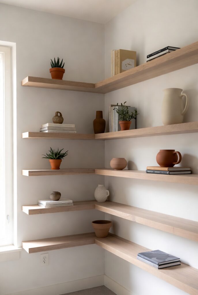 Floating Corner Shelves for Instant Style + Storage