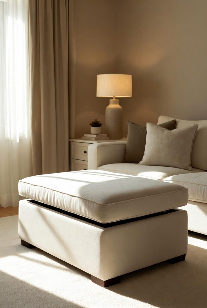 A Storage Ottoman or Pouf