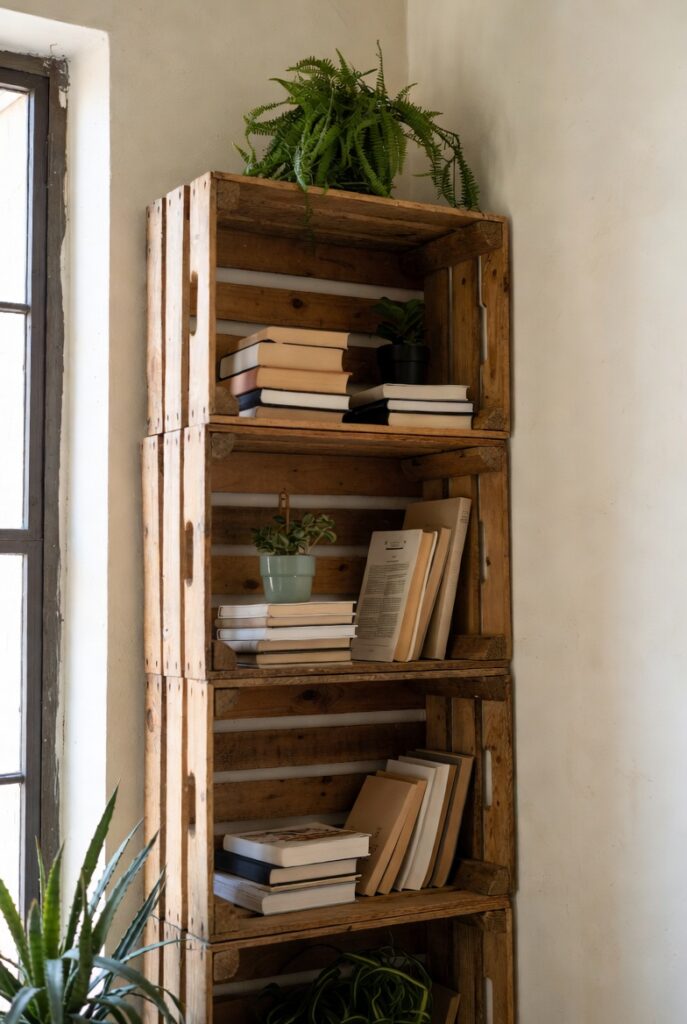 Wooden Crate Shelving