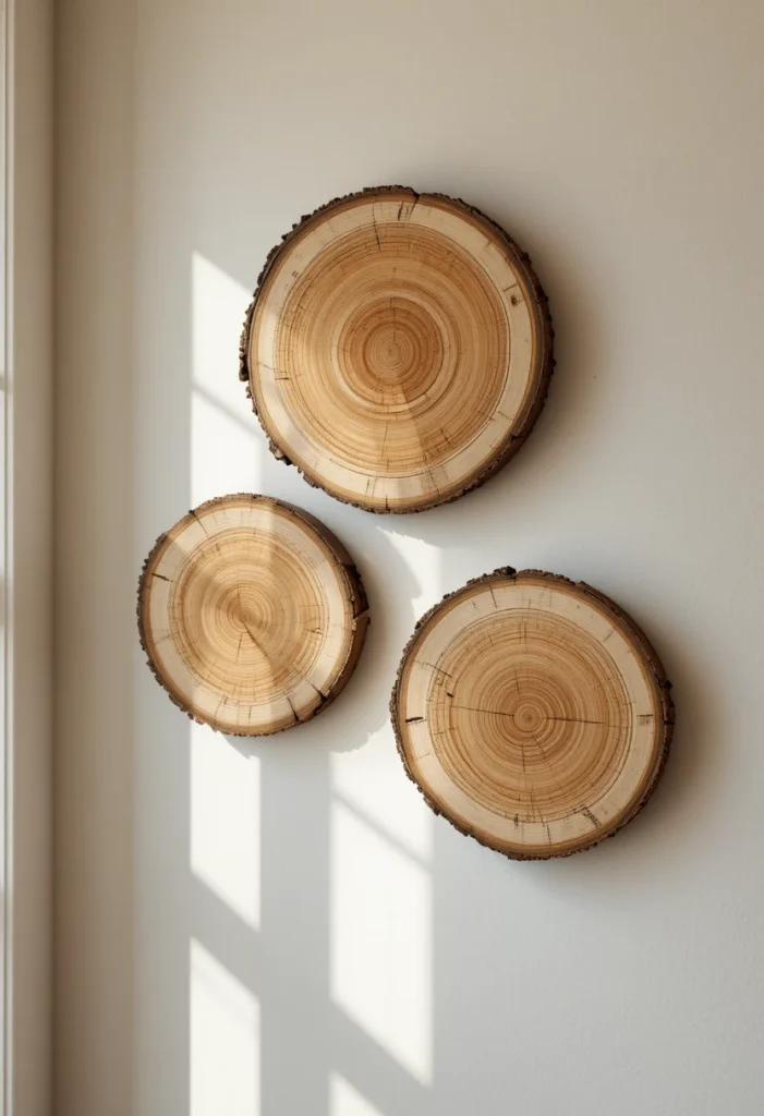  Wood Slice or Tree Ring Art Trio