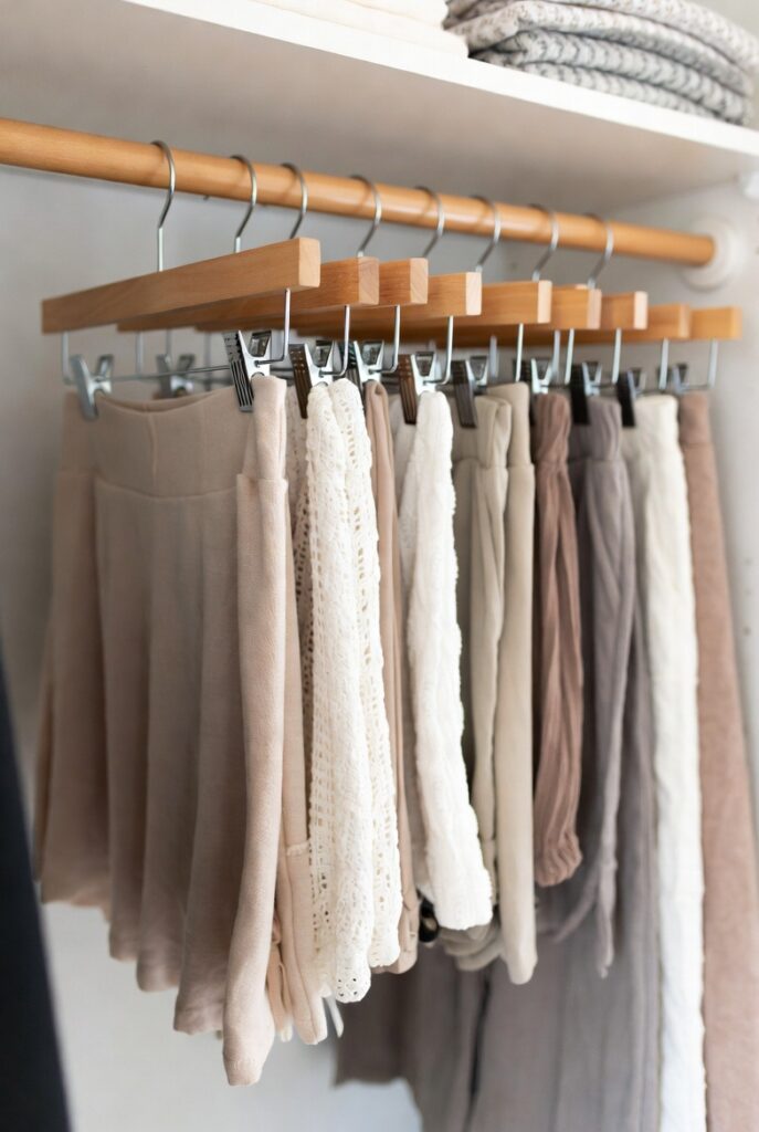 Install a Skirt Hanger or Cascading Hooks for Multiplying Hanger Space