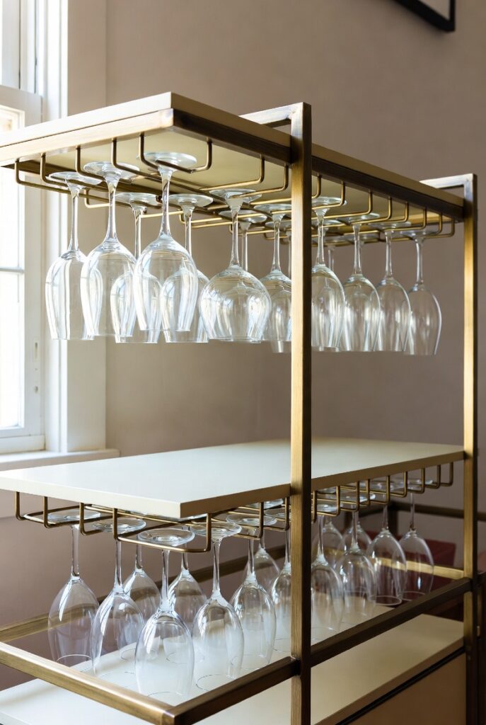 Use the Underneath Space for Wine Glass Storage