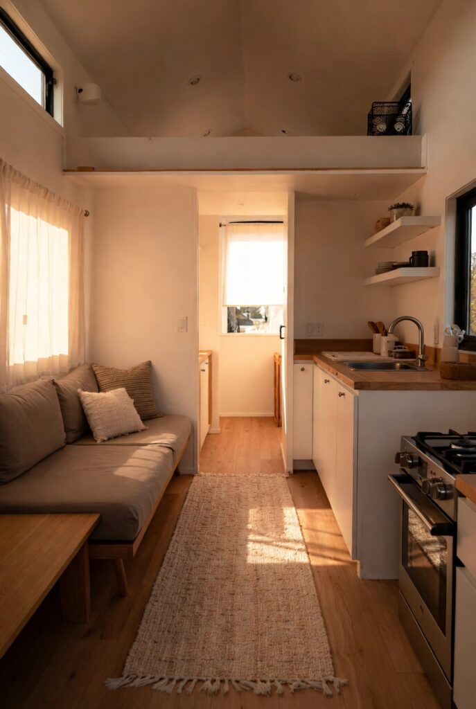 Use Runners and Small Rugs to Define "Rooms" Without Walls