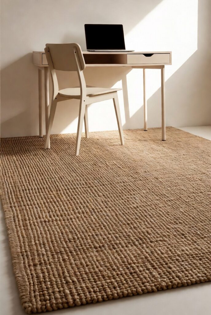 Sisal Rug + Slim Console for a Home Office Corner