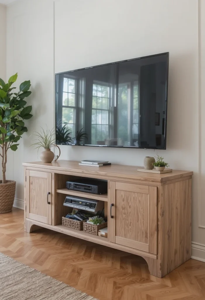Ground the Living Room With a Light Oak TV Stand or Media Console