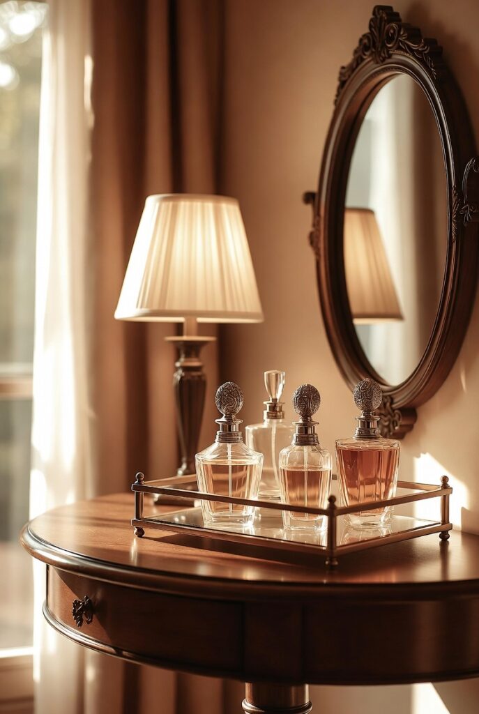 A Round Pedestal Vanity Table