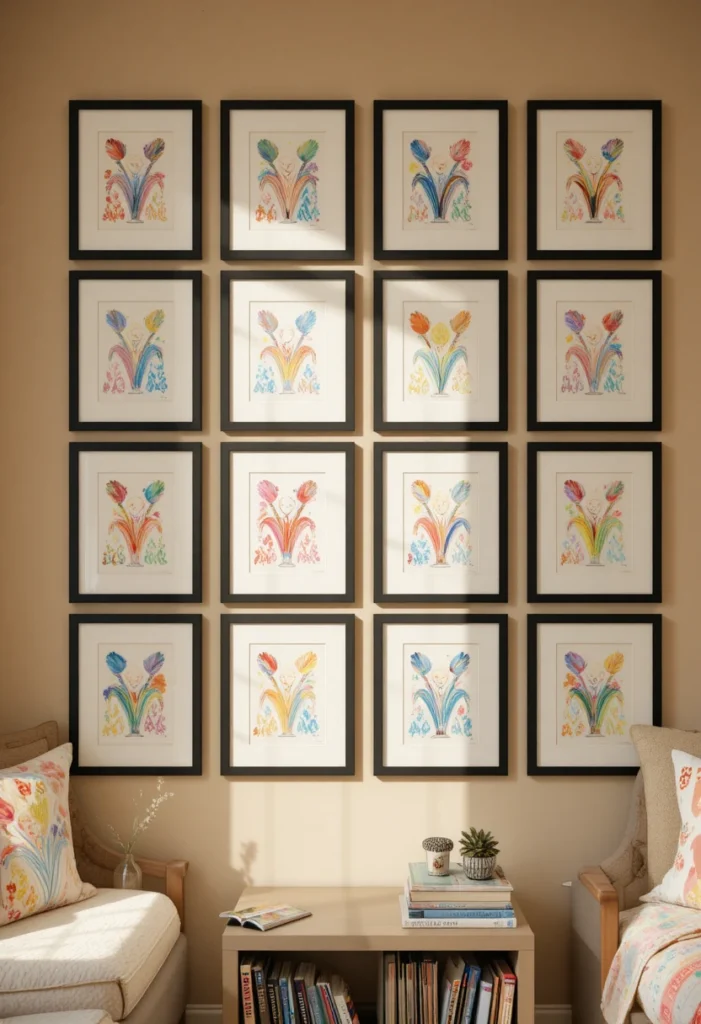 Kids' Artwork in Matching Mats