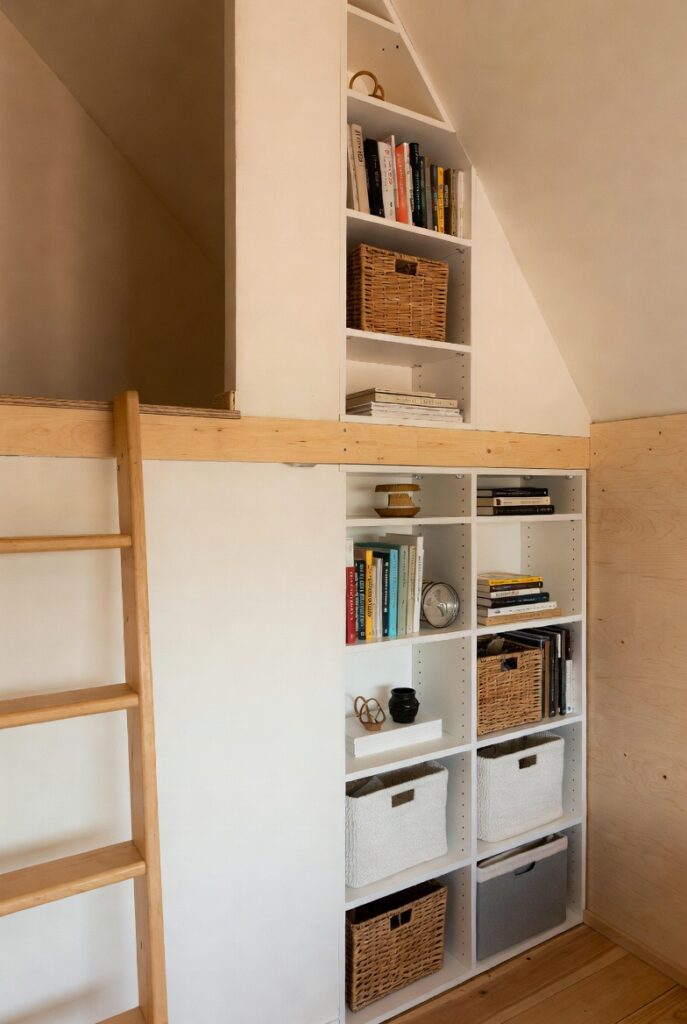 Go Vertical With Wall Storage Beside the Ladder