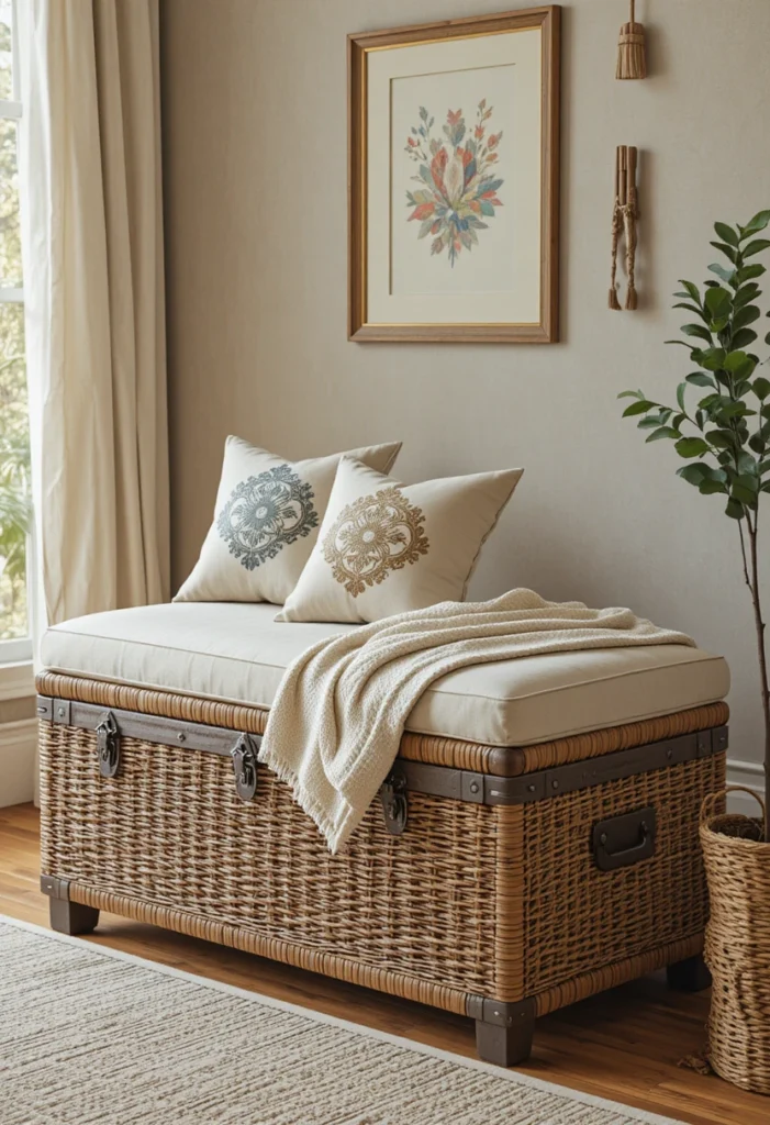 Turn a Wicker Trunk Into a Storage Bench