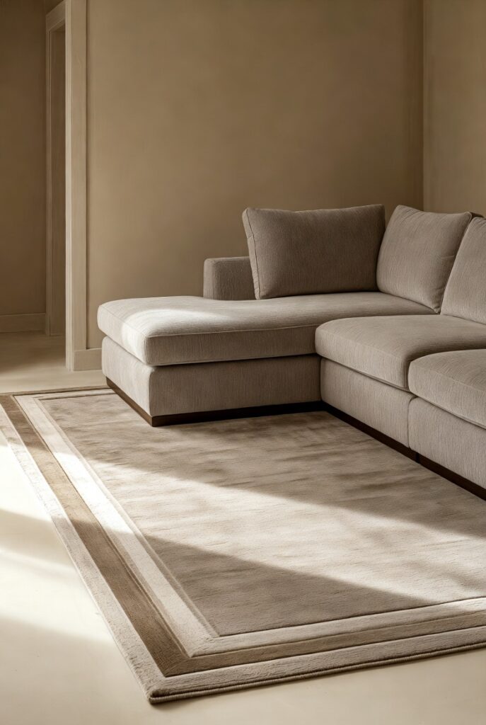 Bordered Rug + Apartment-Size Sectional