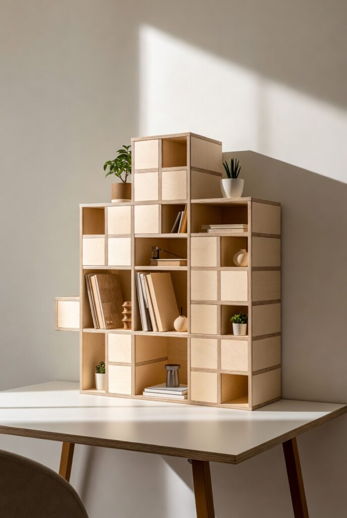 Tetris-Style Desktop Bookshelf