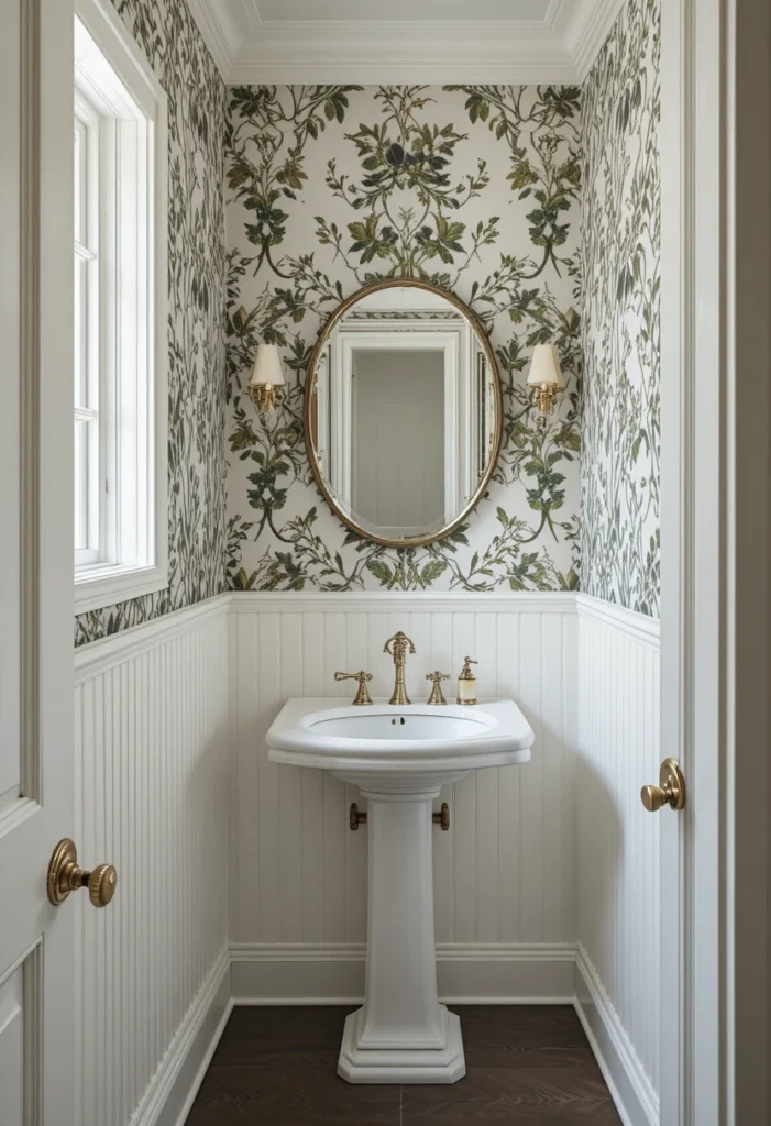 Vine Wallpaper Paired With Board and Batten