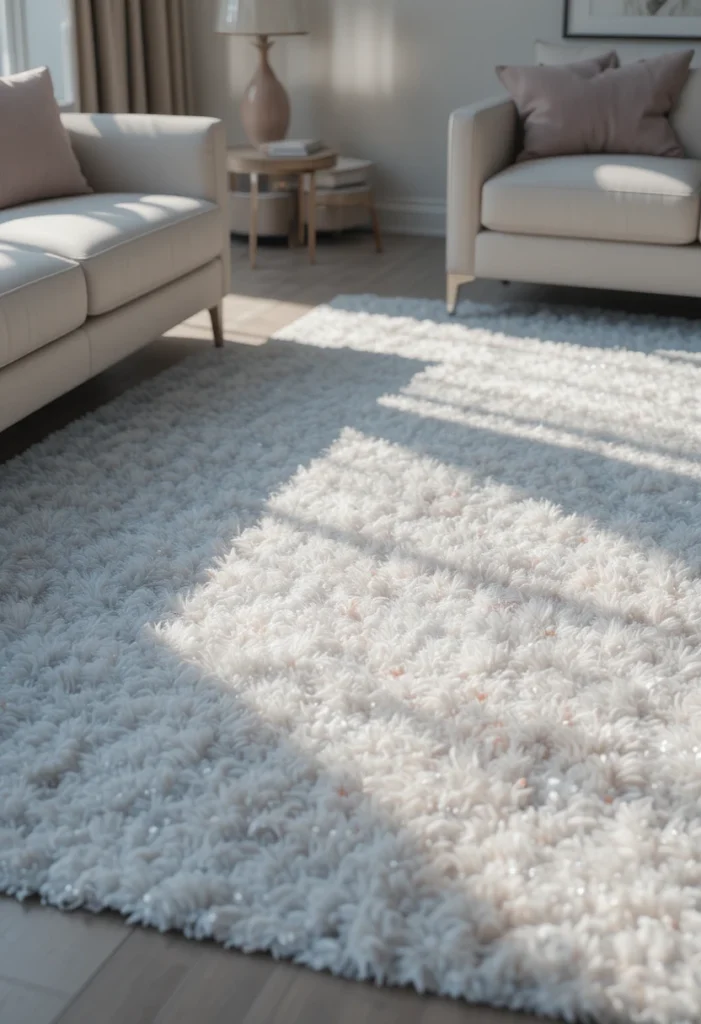 A Shimmering Opal or Pearl-Toned Area Rug