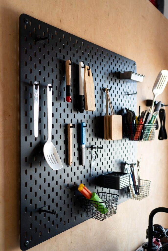 A Wall-Mounted Pegboard