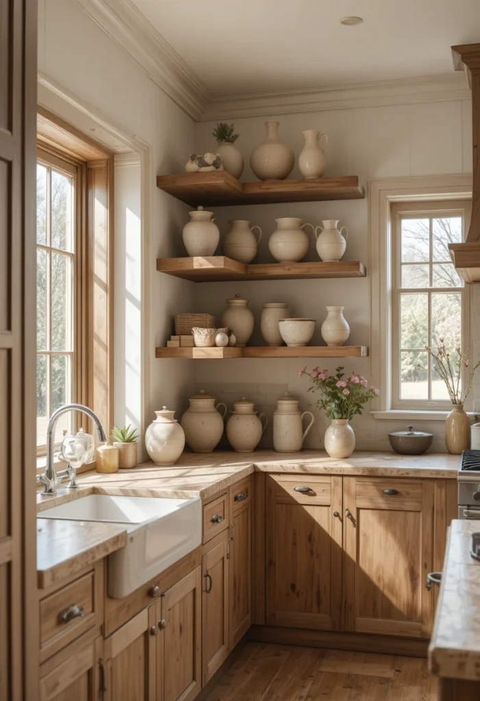 Open Shelving With Curated Pottery