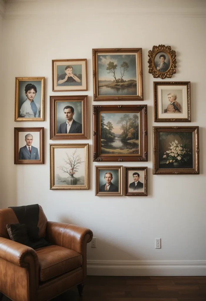 A Gallery Wall of Mismatched Thrifted Frames