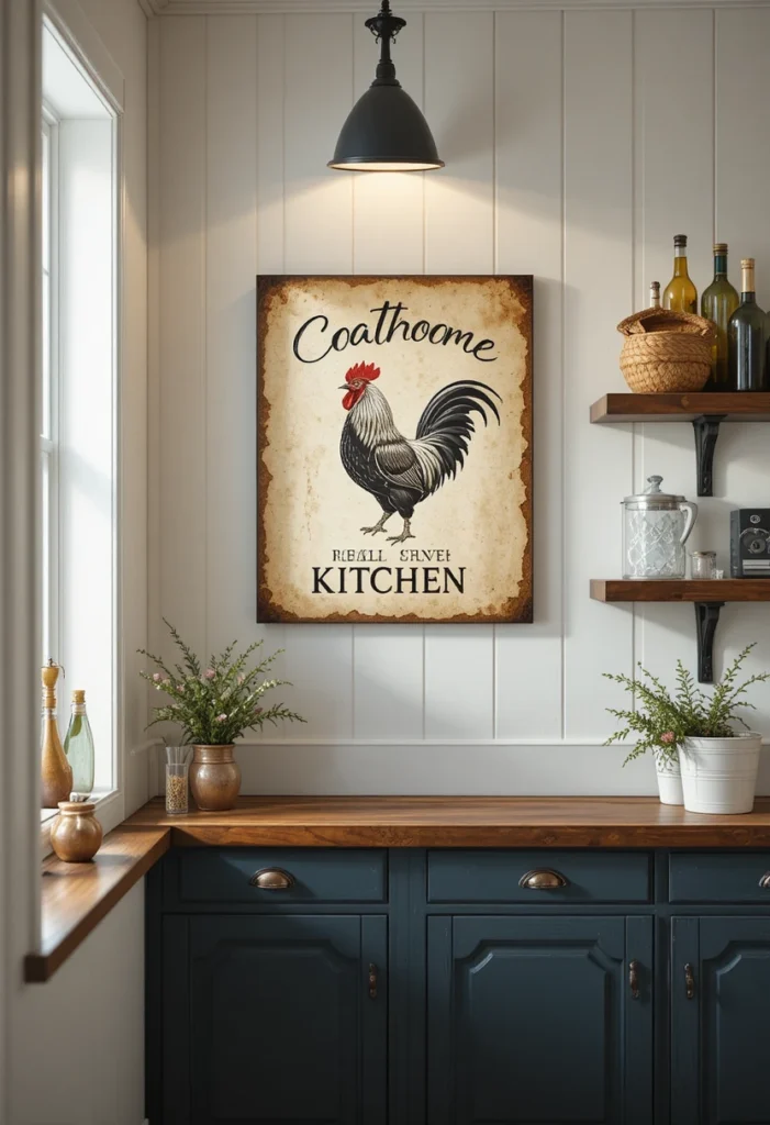 A Rooster, Rooster Motif, or Country Wall Sign