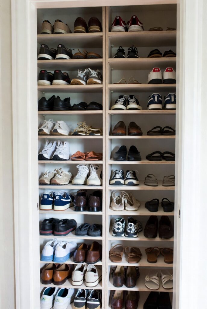 Repurpose a Bookcase as Shoe Storage