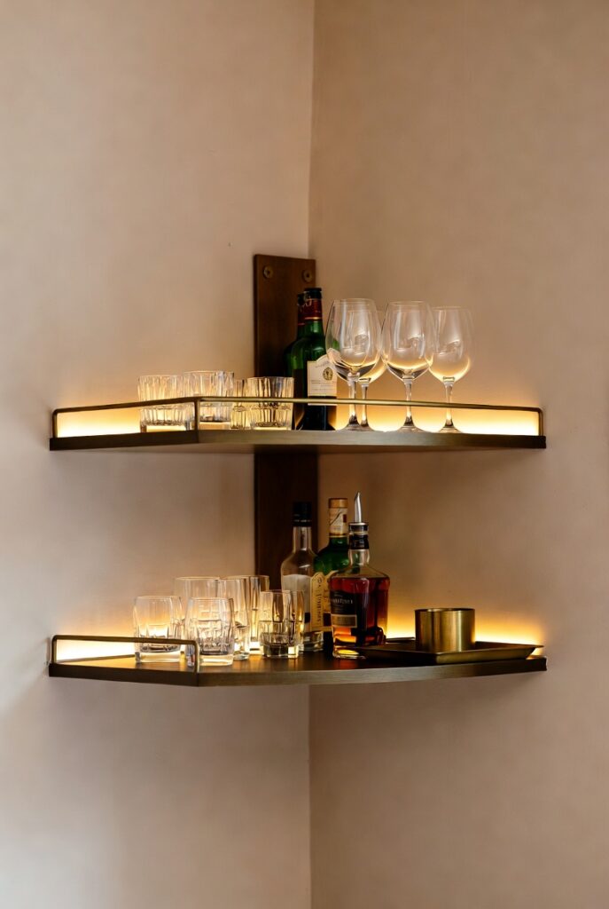 A Wall-Mounted Bar Shelf or Mini Bar Cart