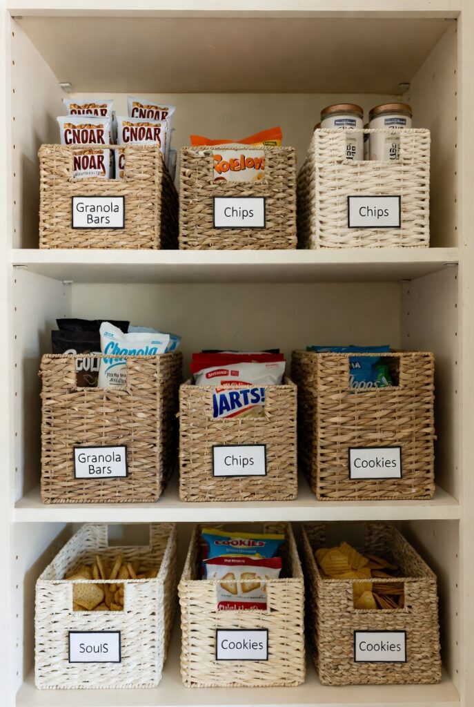 Corral Snacks in Labeled Bins