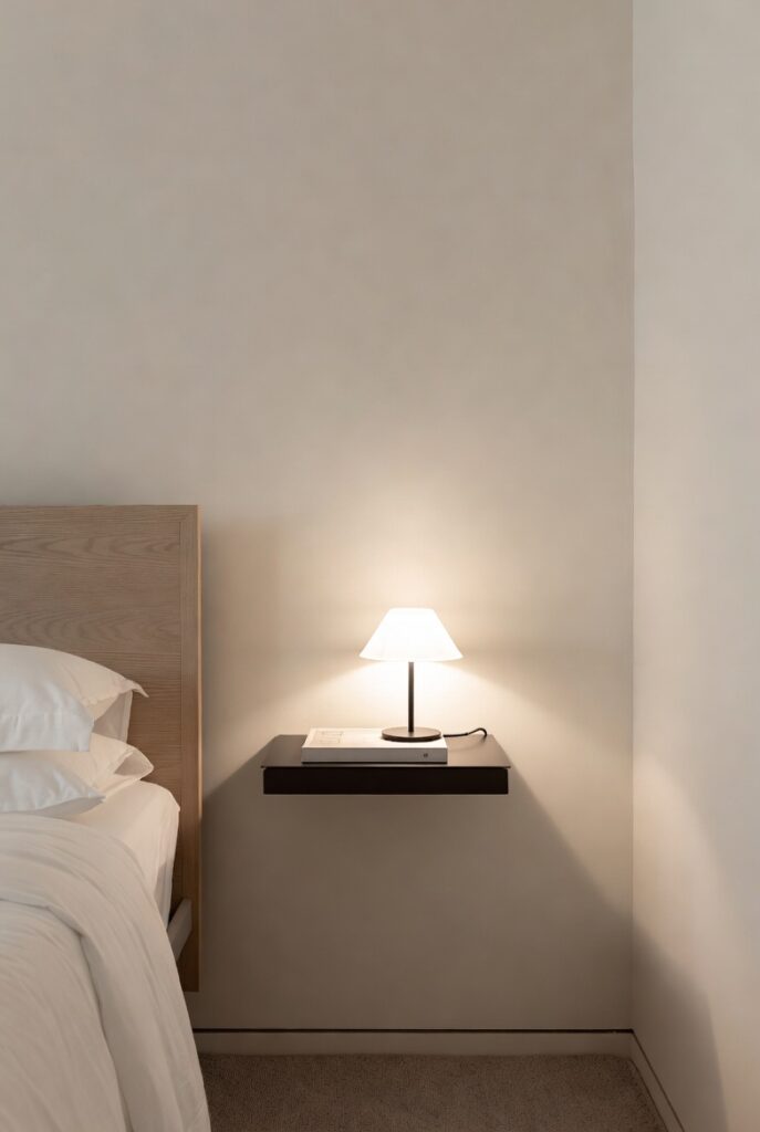 A Wall-Mounted Shelf Instead of a Nightstand