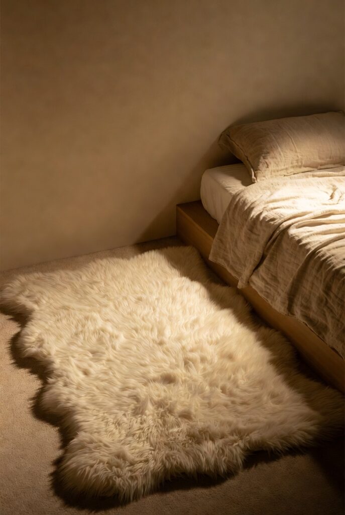 Faux Shag Rug + Platform Bed for Bedroom Warmth