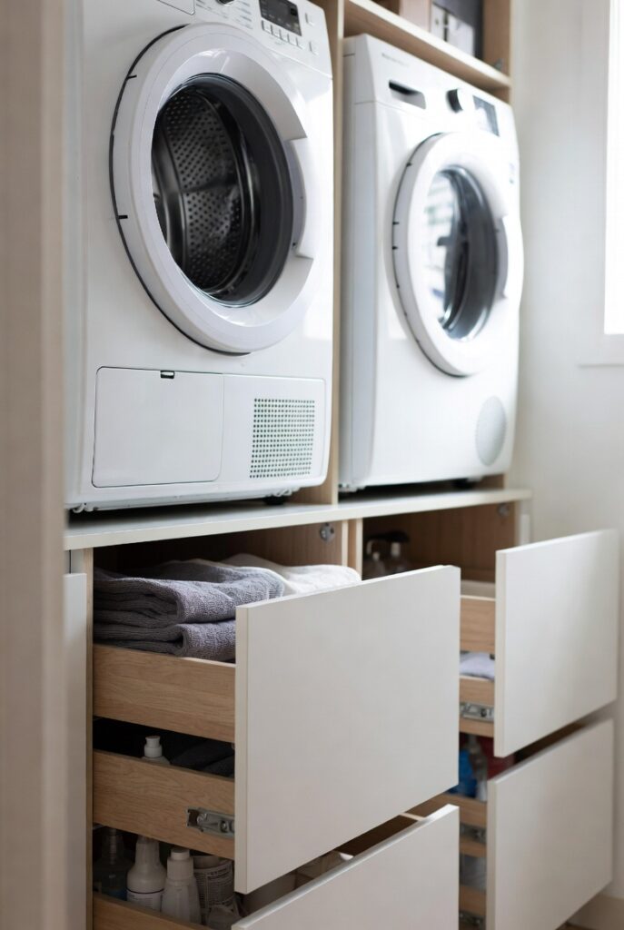 Add Pedestal Drawers Under the Machines