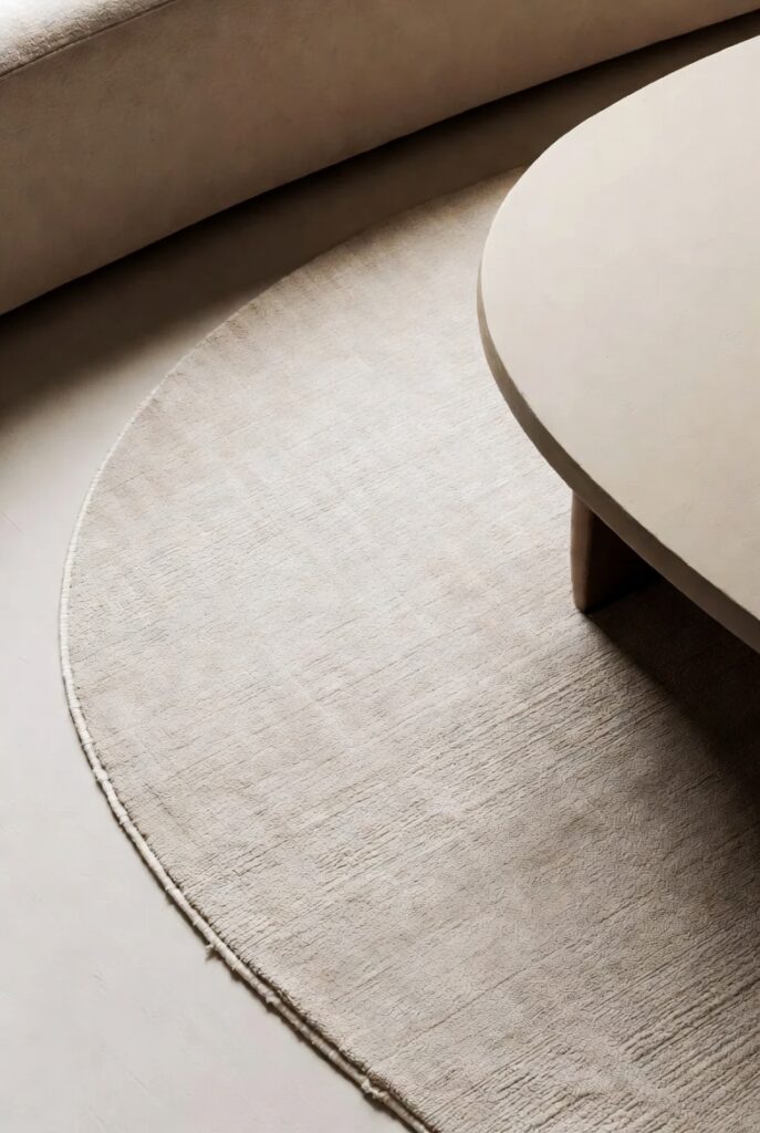Oval Rug + Curved Coffee Table for Soft Corners
