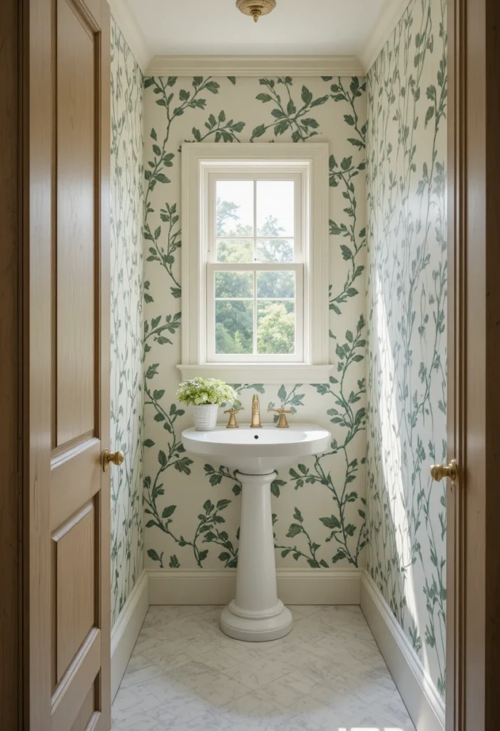 Classic Green-on-Cream Trailing Vine