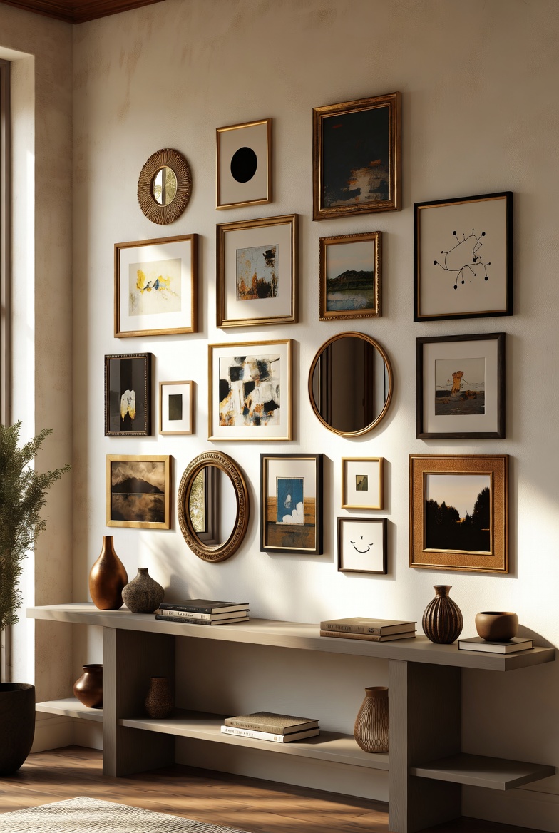 Wall decor and art gallery styling