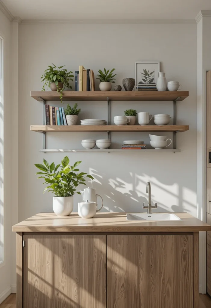 Add Floating Shelves Above an Island or Counter