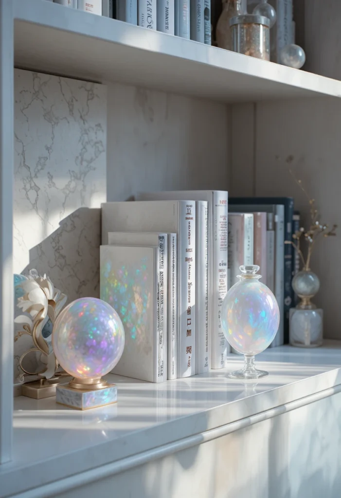 Iridescent Bookends and Shelf Decor