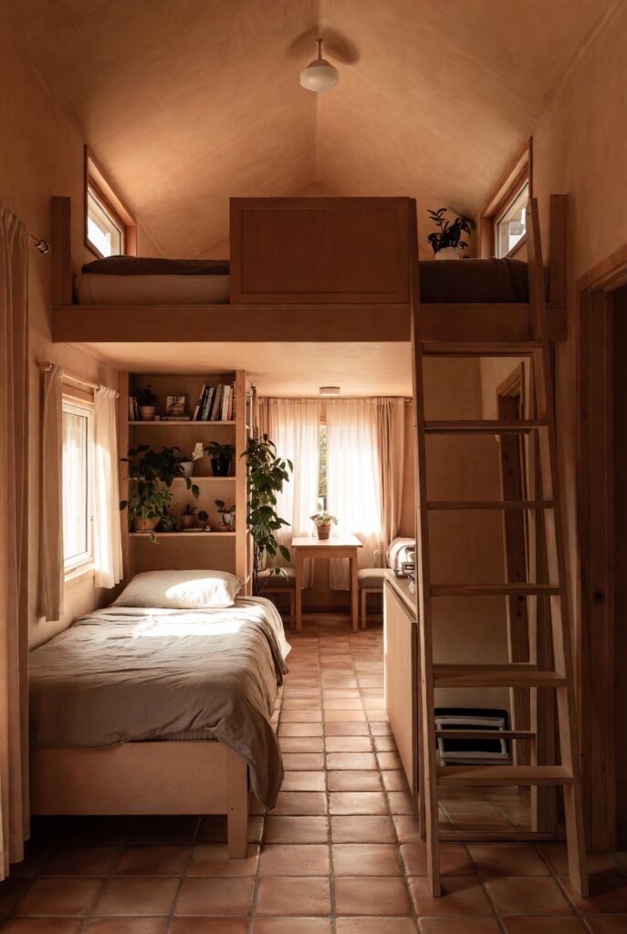 14 tiny house decor ideas featuring loft beds, vertical storage, and mirrors to make small spaces feel surprisingly big